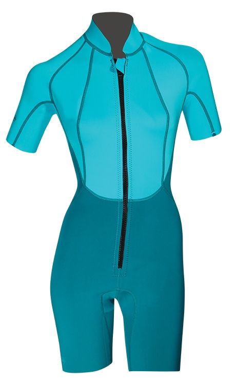 Beuchat Shorty Muta 2 Mm Donna Zip Frontale Atoll Blue - Turchese, Taglia S, UV50+ Per Nuoto E Snorkeling