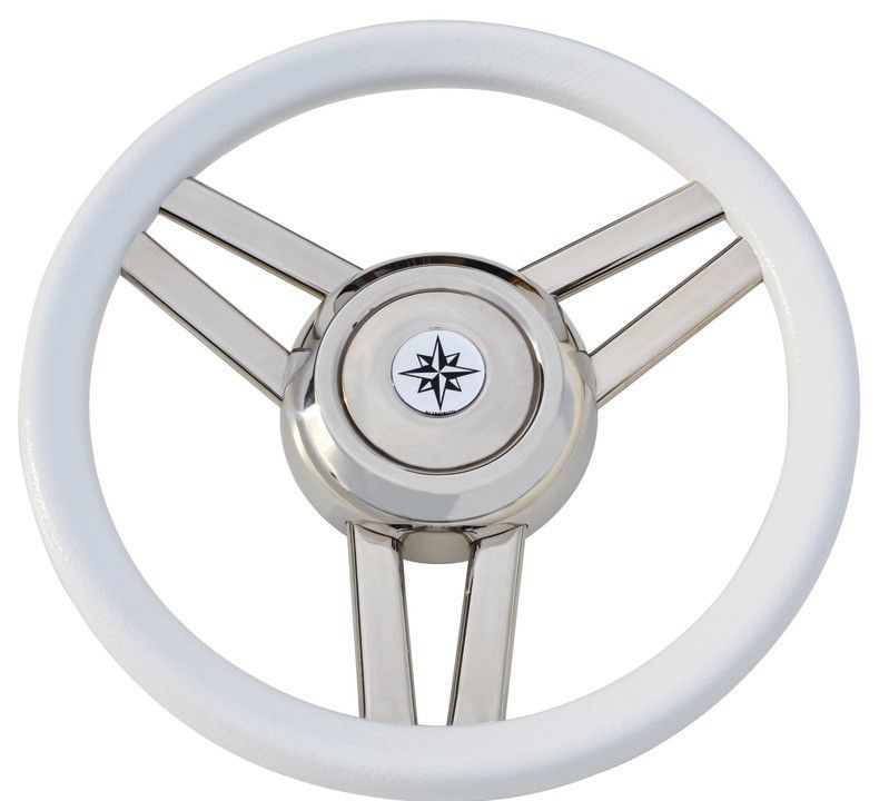 Volante Nautico OSCULATI 350 Mm Grigio - In Acciaio Inox, Con Cono Universale Per Timonerie
