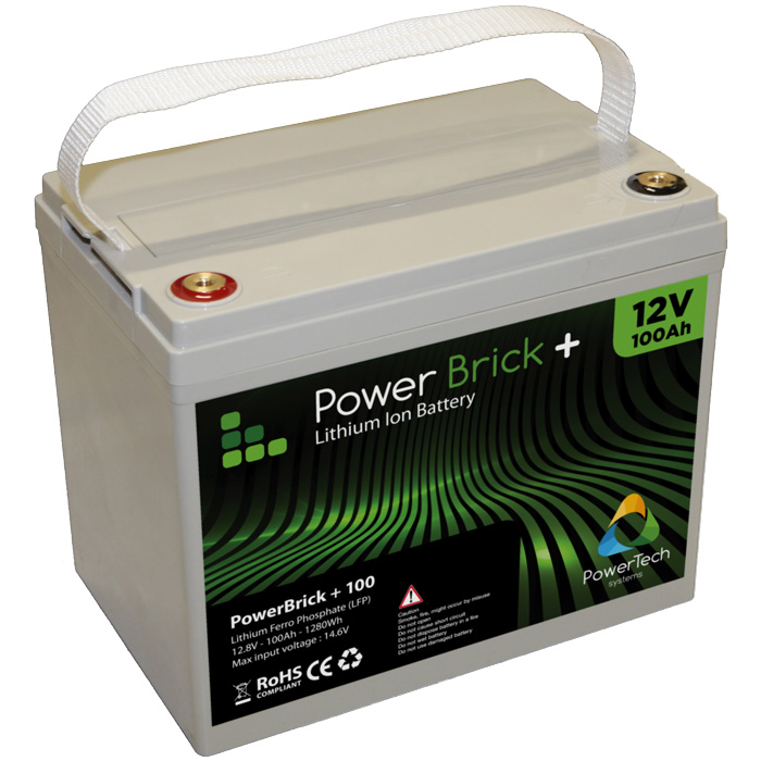 Wasserdichte Lithium-Batterie PowerTeck Powerbrick+ 12V 100Ah