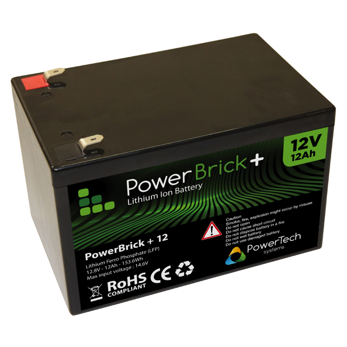 Wasserdichte Lithium-Batterie PowerTeck Powerbrick+ 12V 12Ah