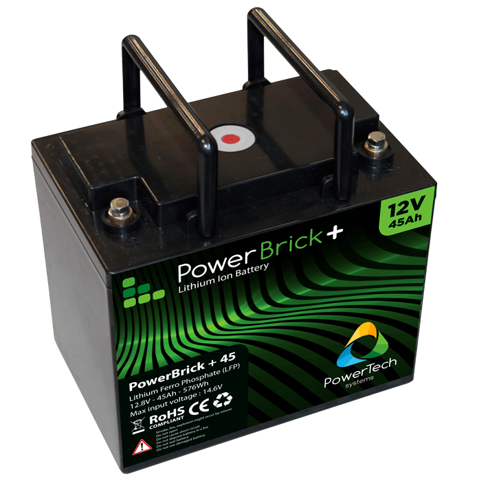 Lithium-Batterie wasserdicht PowerTeck Powerbrick+ 12V 45Ah -  -  Ihr wassersport-handel