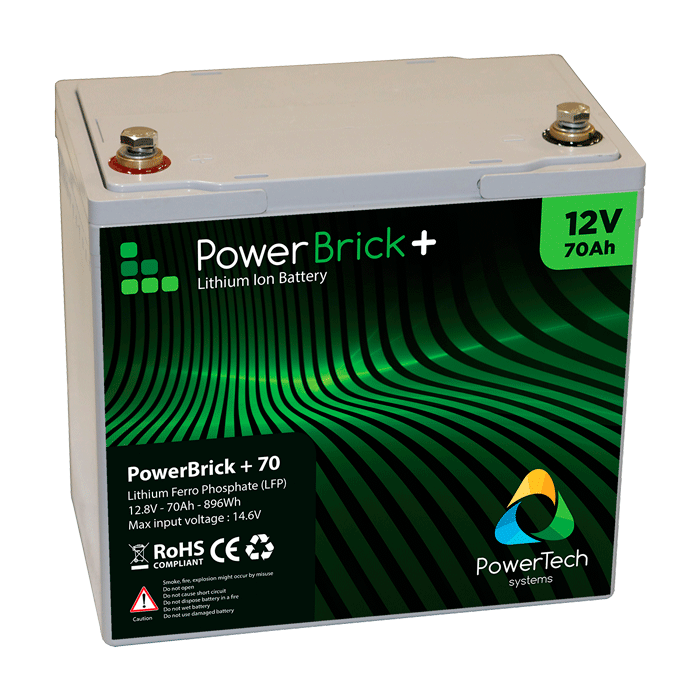 Wasserdichte Lithium-Batterie PowerTeck Powerbrick+ 12V 70Ah -  -  Ihr wassersport-handel