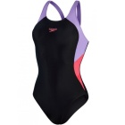 Badeanzug Colourblock Splice Muscleback Speedo Black/Miami Lilac/Rasberry Fill - Größe 42