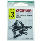 Angel Wirbel Owner King schwarz matt SWIVEL #8, 36Kg POCH of X15