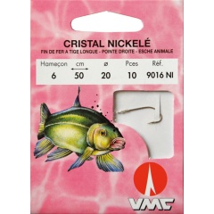 vernickelter Kristall 9016 NI 50 cm Angelhaken Nr. 18 auf Nylon 10/100