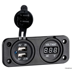 Digitales Osculati Voltmeter 8/32 V und doppelter USB-Stecker