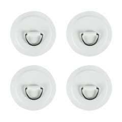 Pack 4 anneaux inox D-Ring avec patch Blanc