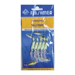 Vorfach Jungfische 5 Angelhaken 1350 mm 2/0 Perlweiß