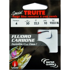 Fluorocarbon speziell für Forellen geschmiedet blau geboben klarlack 9333 BL 50 cm Angelhaken N°6 auf Fluorocarbon-schnur 20/100