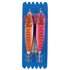 Vorfach 2 x Tintenfisch Tintenfisch 90 mm Rosa/Orange