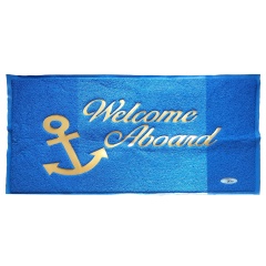 Willkommen auf der Board blauen Fußmatte