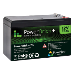 Wasserdichte Lithium-Batterie PowerTeck Powerbrick+ 12V 7,5Ah