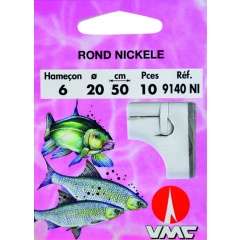 Rund vernickelt 9140 NI 50 cm Angelhaken Nr. 8 auf Nylon 20/100