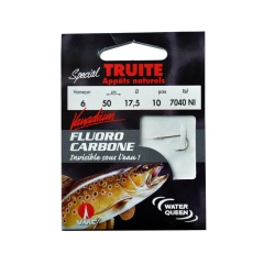 Fluorocarbone Spezial Forelle Naturköder 7040 NI 50 cm Angelhaken Nr. 8 auf Nylon Fluorocarbone 17,5/100