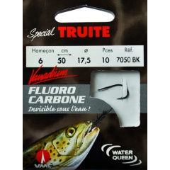 Fluorocarbon für Forellen, umgekehrt geschmiedet 7050 BK 50 cm Angelhaken N°8 auf Nylon Fluorocarbon 17,5/100