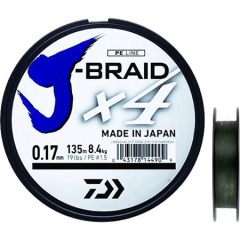 Geflochtene schnur Daiwa J Braid X 4 Stränge Grün | 135M 17/100