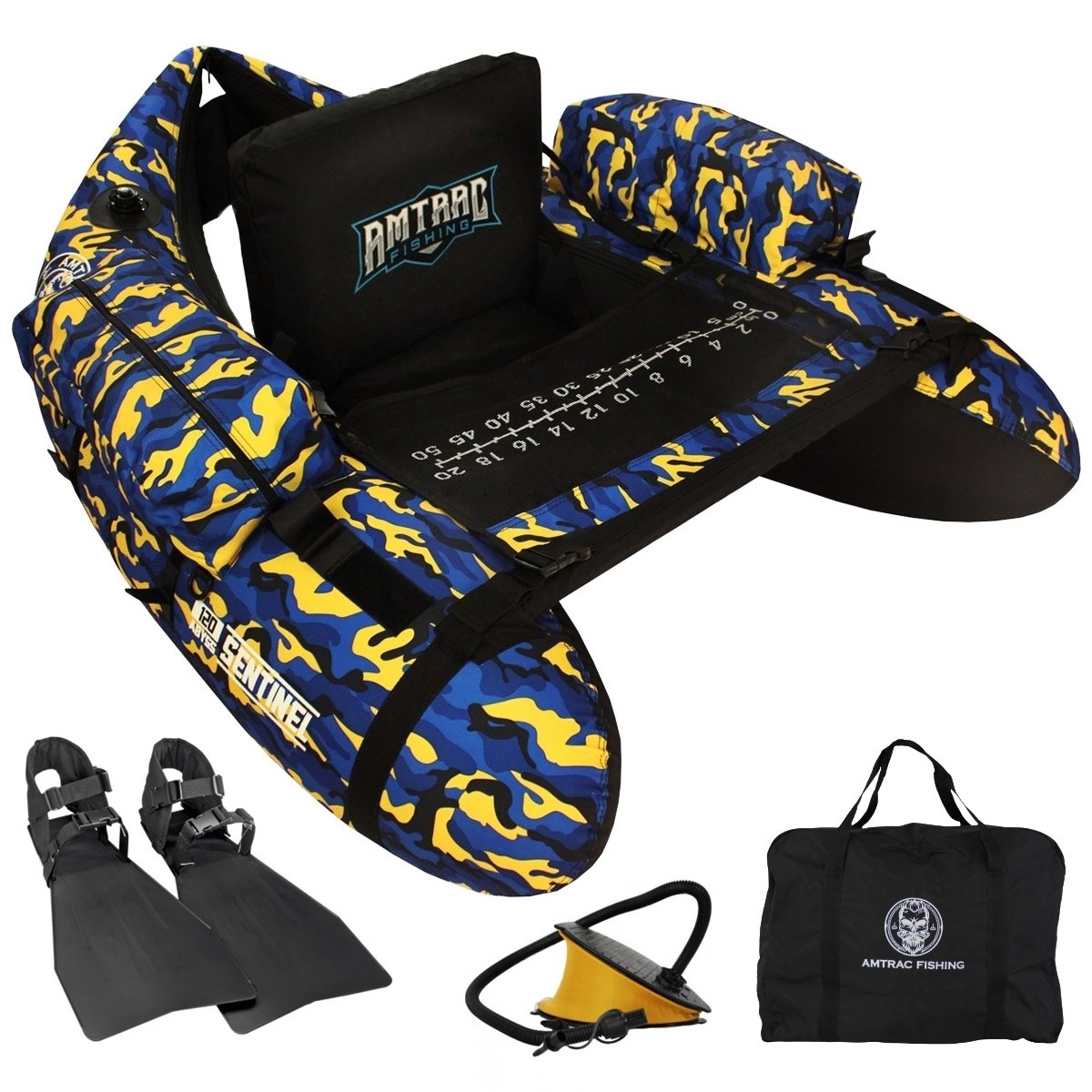 Pack Float Tube Amtrac Fishing Pack mit Inflator und Flossen