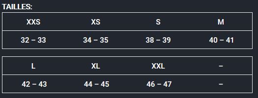 Size chart Socken Forma AquaDesign